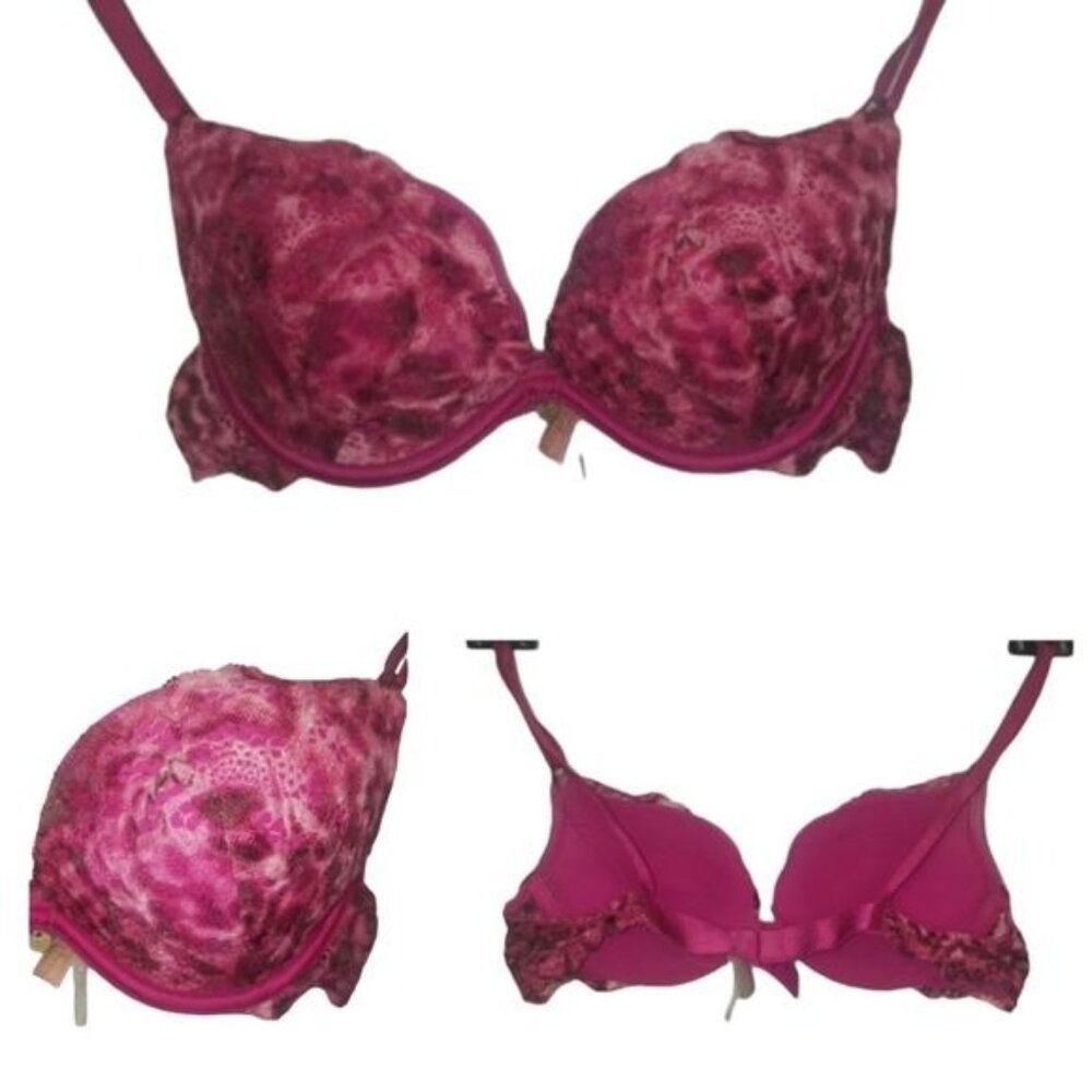 Very Sexy Victoria’s Secret Magenta Pink Floral Lace Bra 34B